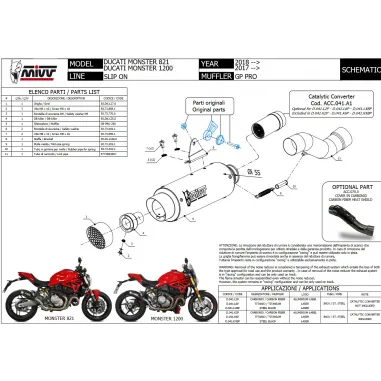 Mivv Ducati Monster 1200 17 - 2021 Terminale Di Scarico Moto Marmitta Gp Pro Inox Nero