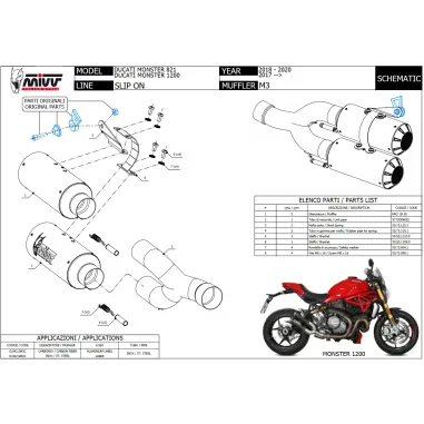 Mivv Ducati Monster 1200 17 - 2021 Terminali Di Scarico Moto Marmitte MK3 Carbonio Racing