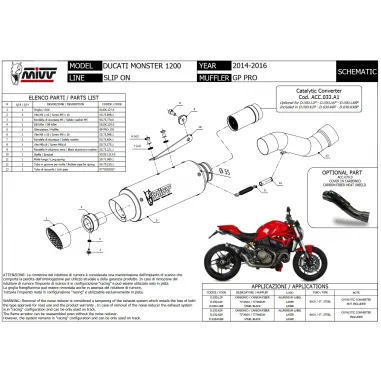 Mivv Ducati Monster 1200 / S 14 - 2016 Terminale Di Scarico Moto Marmitta Gp Pro Carbonio