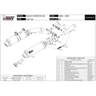 Mivv Ducati Monster 695 06 - 2008 Terminali Di Scarichi Moto Marmitte Gp Carbonio