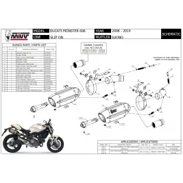 Mivv Ducati Monster 696 Terminali Di Scarico Moto Marmitte Suono Inox Nero 2
