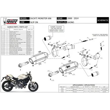 Mivv Ducati Monster 696 Terminali Di Scarico Moto Marmitte Suono Inox