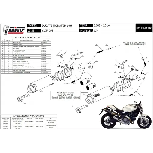 Mivv Ducati Monster 696 Terminali Di Scarico Moto Marmitte GP Carbonio