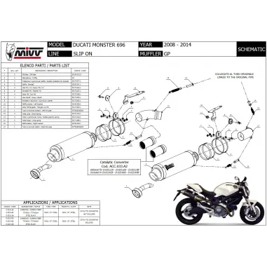 Mivv Ducati Monster 696 Terminali Di Scarico Moto Marmitte GP Inox Nero