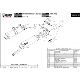 Mivv Ducati Monster 750 99 - 2002 Terminali Di Scarichi Moto Marmitte Gp Carbonio 2