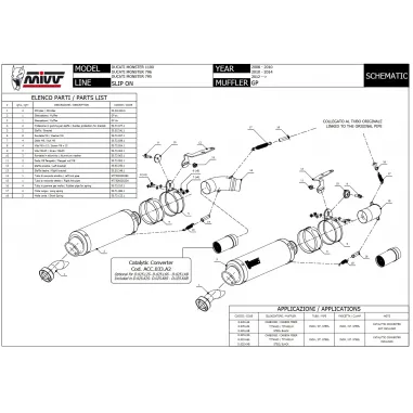 Mivv Ducati Monster 796 Terminali Di Scarico Moto Marmitte GP Inox Nero