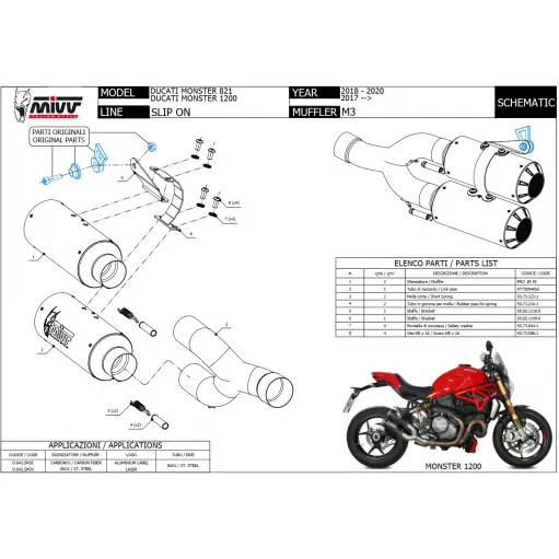 Mivv Ducati Monster 821 18 - 2020 Terminali Di Scarico Moto Marmitte Mk3 Inox