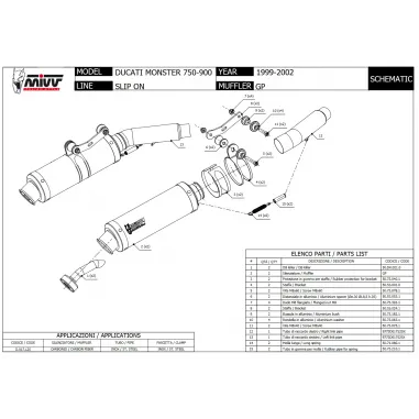 Mivv Ducati Monster 900 99 - 2002 Terminali Di Scarichi Moto Marmitte Gp Carbonio