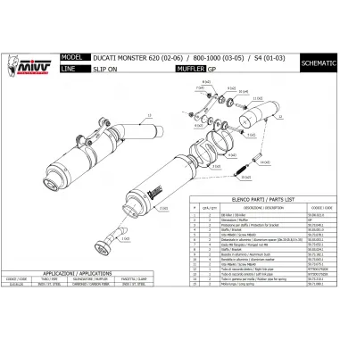 Mivv Ducati Monster S4 01 - 2003 Terminali Di Scarichi Moto Marmitte Gp Carbonio