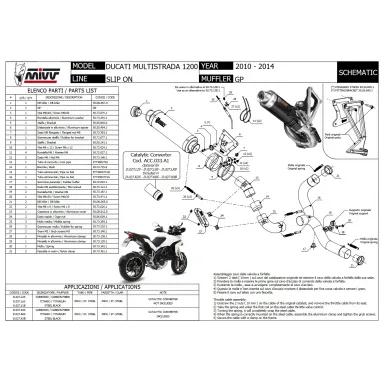 Mivv Ducati Multistrada 1200 10 - 2014 Terminale Di Scarico Moto Marmitta GP Inox Nero
