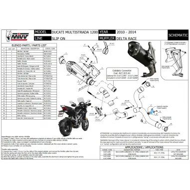 Mivv Ducati Multistrada 1200 10 - 2014 Terminale Di Scarico Moto Marmitta Delta Race Inox Nero