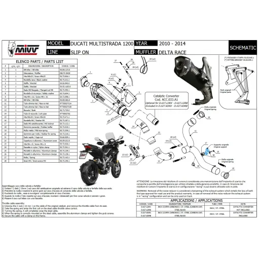 Mivv Ducati Multistrada 1200 10 - 2014 Terminale Di Scarico Moto Marmitta Delta Race Inox Nero