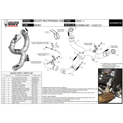 Ducati Multistrada 1200 10 - 2014 Mivv Tubo Elimina Kat Catalizzatore Moto Collettore Di Scarico