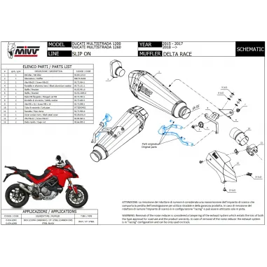 Mivv Ducati Multistrada 1200 15 - 2017 Terminale Di Scarico Moto Marmitta Delta Race Inox Nero