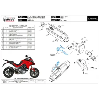 Mivv Ducati Multistrada 1200 15 - 2017 Terminale Di Scarico Moto Marmitta Suono Inox Nero