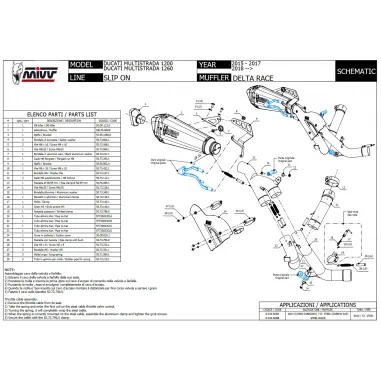 Mivv Ducati Multistrada 1200 15 - 2017 Terminale Di Scarico Moto Delta Race Nero Collettore No Kat Racing