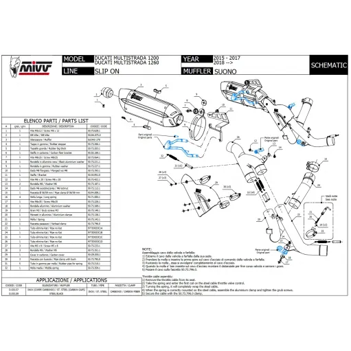 Mivv Ducati Multistrada 1260 18 - 2020 Terminale Di Scarico Moto Suono Inox Nero Collettore No Kat Racing