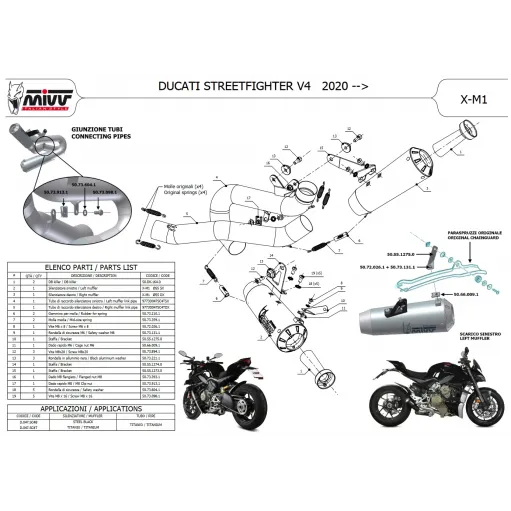 Mivv Ducati Streetfighter V4 Terminali Di Scarico Per Moto 2 Slip-On X-M1 Inox Nero