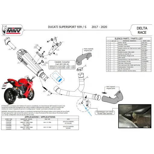 Mivv Ducati Supersport 939 / R Terminale Di Scarico Moto Marmitta Delta Race Inox Nero