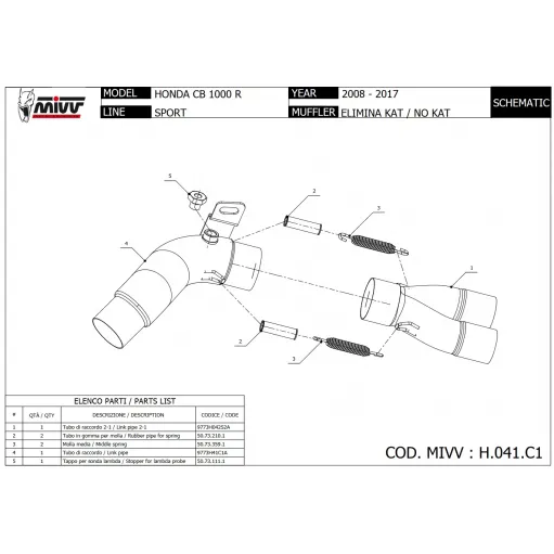Honda Cb 1000 R 08 - 2017 Mivv Tubo Elimina No Kat Catalizzatore Moto Collettore Di Scarico