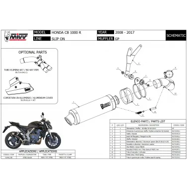 Mivv Honda Cb 1000 R 08 - 2017 Terminale Di Scarico Moto Marmitta Gp Inox Nero Omologato
