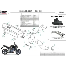 Mivv Honda Cb 1000 R 08 - 2017 Terminale Di Scarico Moto Marmitta Suono Inox Nero Omologato 2