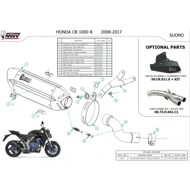 Mivv Honda Cb 1000 R 08 - 2017 Terminale Di Scarico Moto Marmitta Suono Inox Nero Omologato