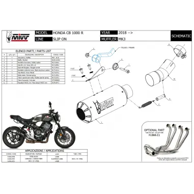 Mivv Honda Cb 1000 R 18 - 2024 Terminale Di Scarico Moto Marmitta Mk3 Carbonio Omologato