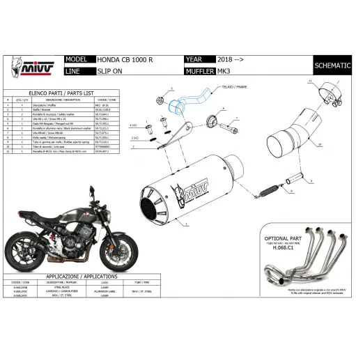 Mivv Honda Cb 1000 R 18 - 2024 Terminale Di Scarico Moto Marmitta Mk3 Inox Omologato