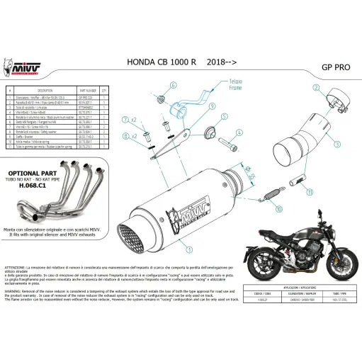 Mivv Honda Cb 1000 R 18 - 2024 Terminale Di Scarico Moto Marmitta GP Pro Carbonio Omologato