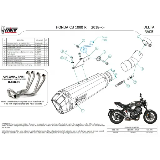 Mivv Honda Cb 1000 R 18 - 2024 Terminale Di Scarico Moto Marmitta Delta Race Inox Nero