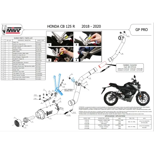 Scarico Completo Mivv Honda CB 125 R 18 - 2020 Moto Terminale GP Pro Carbonio