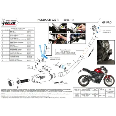 Scarico Completo Mivv Honda CB 125 R 21 - 2024 Moto Terminale GP Pro Titanio