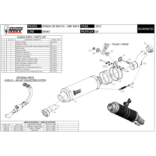 Mivv Honda Cb 500 F / X 13 - 2015 Terminale Di Scarico Moto Marmitta Gp Carbonio Omologato