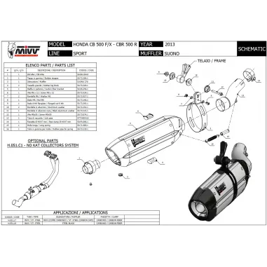 Mivv Honda Cb 500 F / X 13 - 2015 Terminale Di Scarico Moto Marmitta Suono Inox Nero Omologato