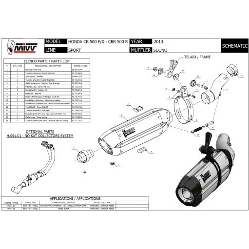 Mivv Honda Cb 500 F / X 13 - 2015 Terminale Di Scarico Moto Marmitta Suono Inox Nero Omologato