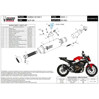 Mivv Honda Cb 500 F 19 - 2024 Terminale Di Scarico Moto Marmitta Gp Pro Carbonio Omologato