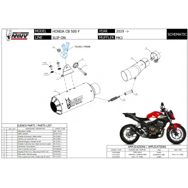 Mivv Honda Cb 500 F 19 - 2024 Terminale Di Scarico Moto Marmitta Mk3 Inox