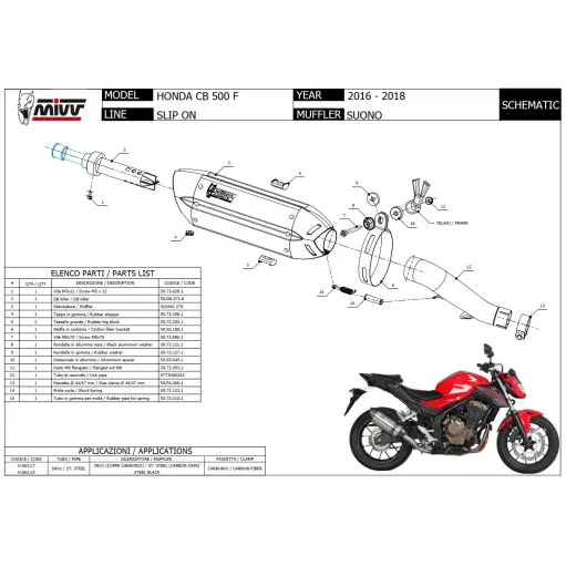 Mivv Honda Cb 500 F 16 - 2018 Terminale Di Scarico Moto Marmitta Suono Inox Omologato