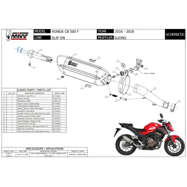 Mivv Honda Cb 500 F 16 - 2018 Terminale Di Scarico Moto Marmitta Suono Inox Nero Omologato