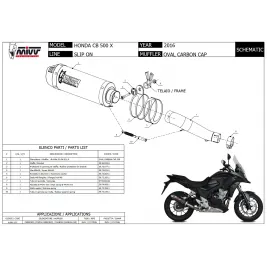 Mivv Honda Cb 500 X 2016 Terminale Di Scarico Moto Marmitta Oval Carbon Cap Omologato 2