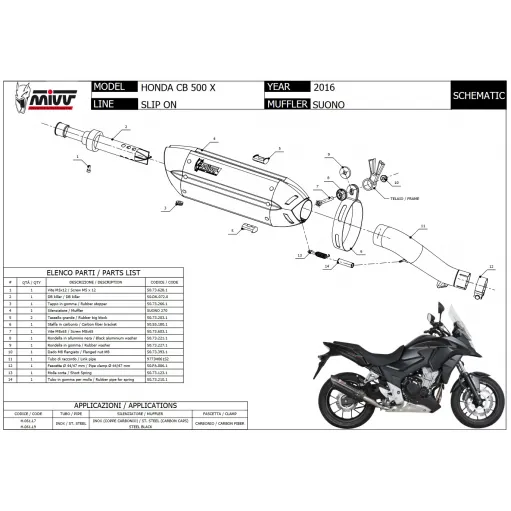 Mivv Honda Cb 500 X 2016 Terminale Di Scarico Moto Marmitta Suono Inox Nero Omologato