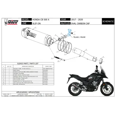 Mivv Honda Cb 500 X 17 - 2020 Terminale Di Scarico Moto Marmitta Oval Carbon Cap Omologato