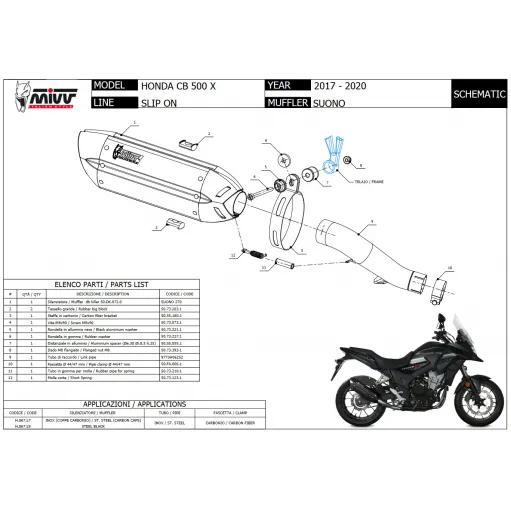 Mivv Honda Cb 500 X 17 - 2020 Terminale Di Scarico Moto Marmitta Suono Inox Omologato