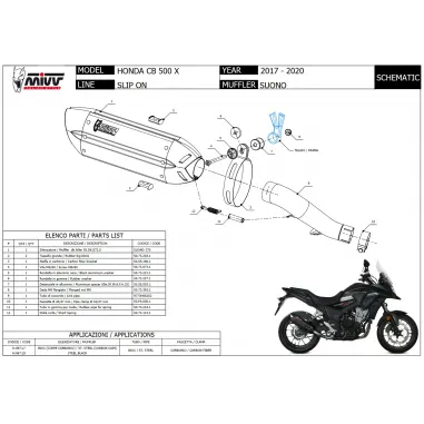 Mivv Honda Cb 500 X 17 - 2020 Terminale Di Scarico Moto Marmitta Suono Inox Nero Omologato
