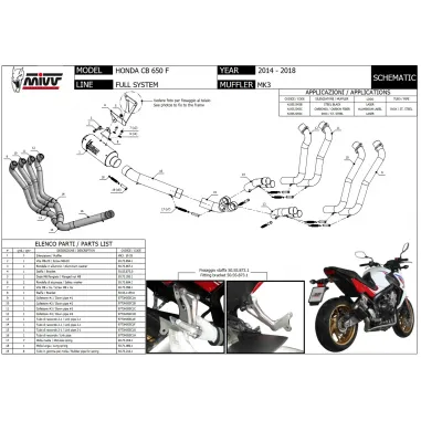 Scarico Completo Mivv Honda CB 650 F 14 - 2018 Moto Terminale Mk3 Inox