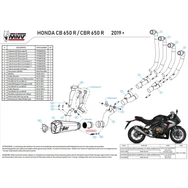 Scarico Completo Mivv Honda CB 650 R 19 - 2023 Moto Terminale Delta Race Inox