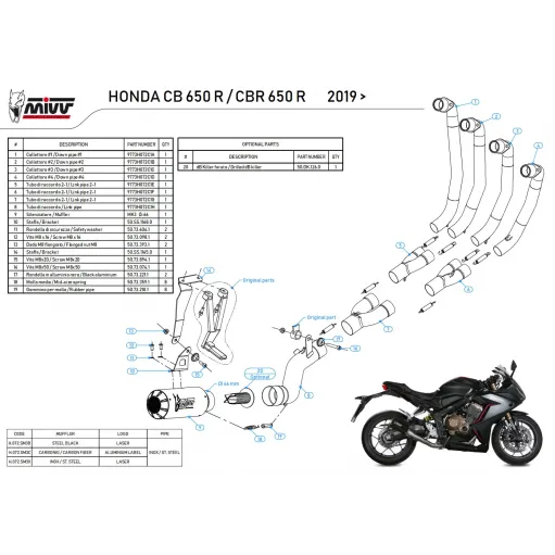 Scarico Completo Mivv Honda CB 650 R 19 - 2023 Moto Terminale Mk3 Inox Nero