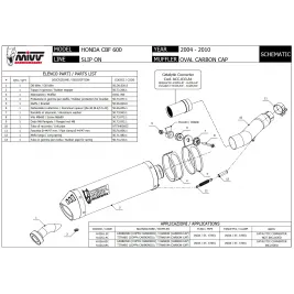 Mivv Honda Cbf 600 04 - 2010 Terminale Di Scarico Moto Marmitta Oval Carbon Cap 2
