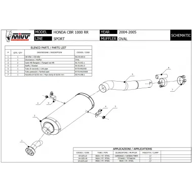 Mivv Honda Cbr 1000 RR 04 - 2005 Terminale Di Scarico Moto Marmitta Oval Inox Omologato
